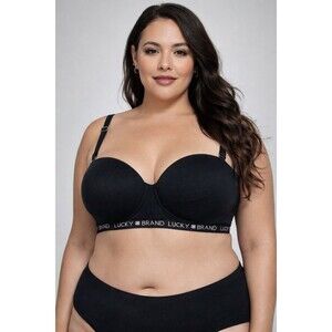 Lucky Brand Black Strapless Bra 42D Wireless Stretch Support Comfort